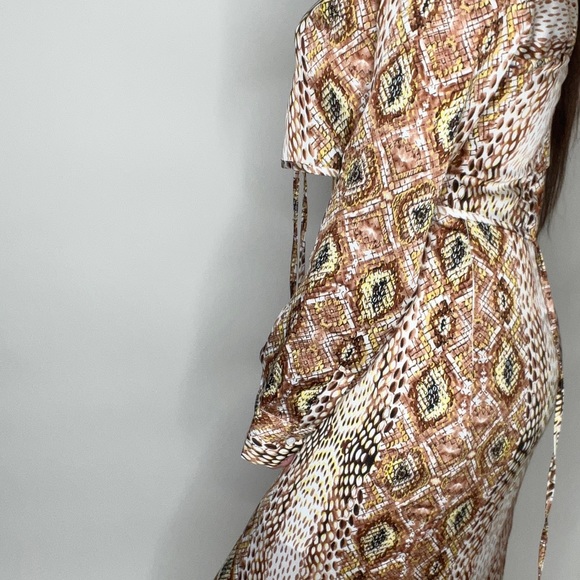 RIVIR 2 PC SET BLOUSE & SKIRT STRINGS MEDIUM MULTI COLOR FAUX SNAKESKIN - Picture 3 of 10